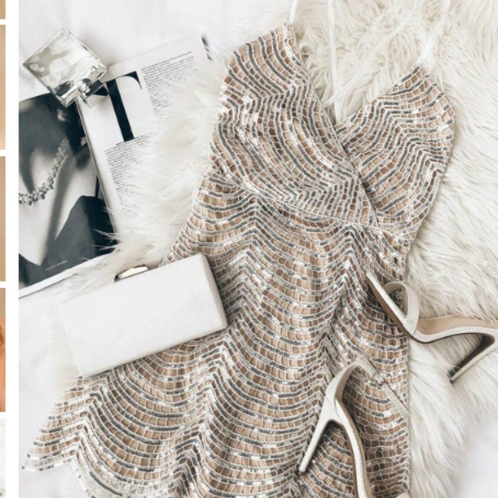 Lulus White and Silver Sequin Mini Dress - Size S